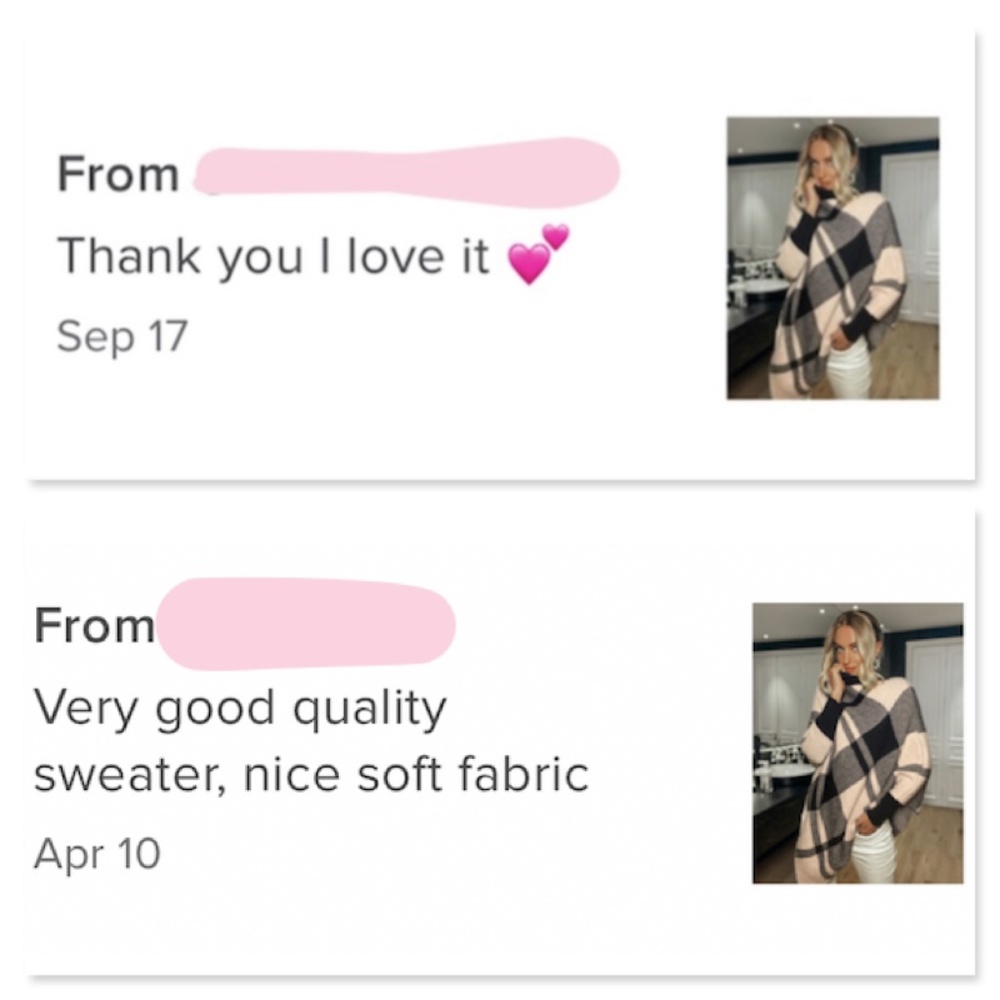 Plaid Poncho Style Sweater Turtleneck Beige Black - Picture 7 of 14
